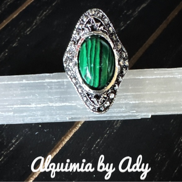 Alquimia Green and Silver Ring adjustable malachite - Picture 1 of 1